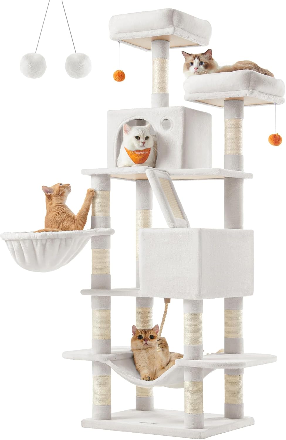 Feandrea Cat Tree 66.1-Inch Large Cat Tower for Indoor Cats
