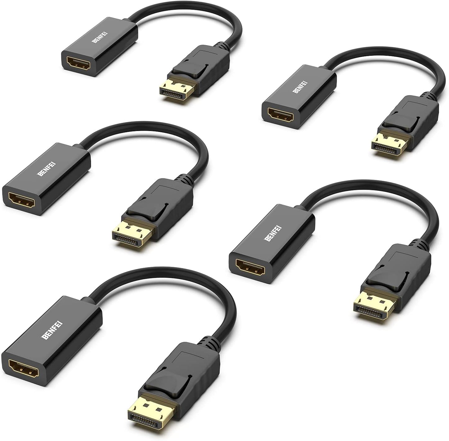 BENFEI 4K DisplayPort to HDMI Adapter 5 Pack for High Quality