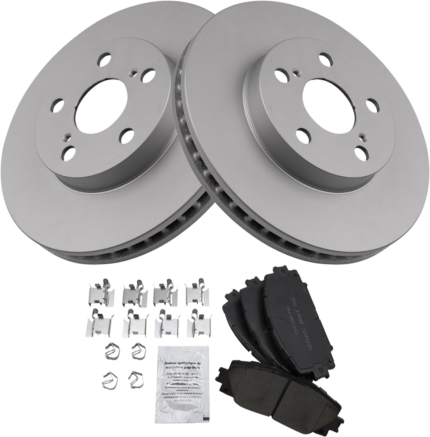 TRQ Front Brake Pad & Rotor Kit for Lexus CT200h and Toyota Prius