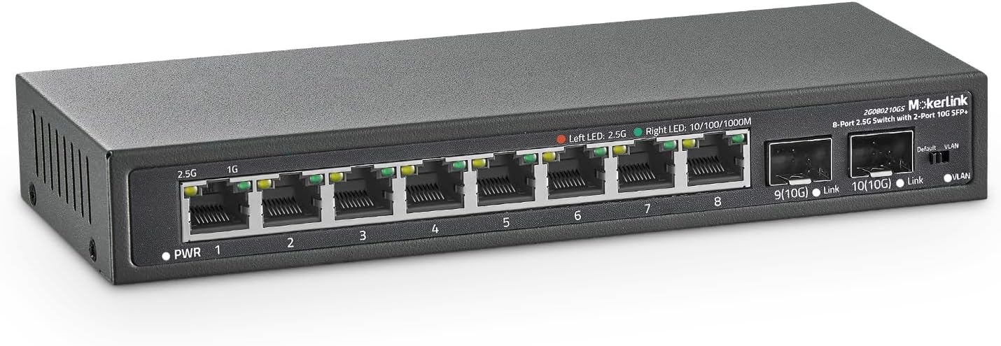 MokerLink 8 Port 2.5Gigabit Ethernet Switch for Fast Networking
