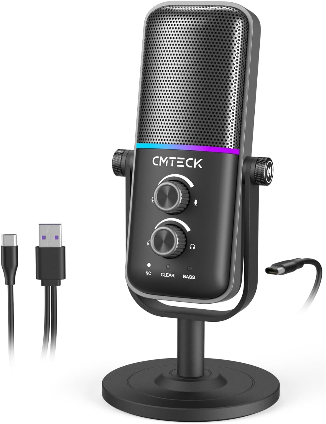 CMTECK USB Microphone for PC and PS4/PS5 with RGB Lighting