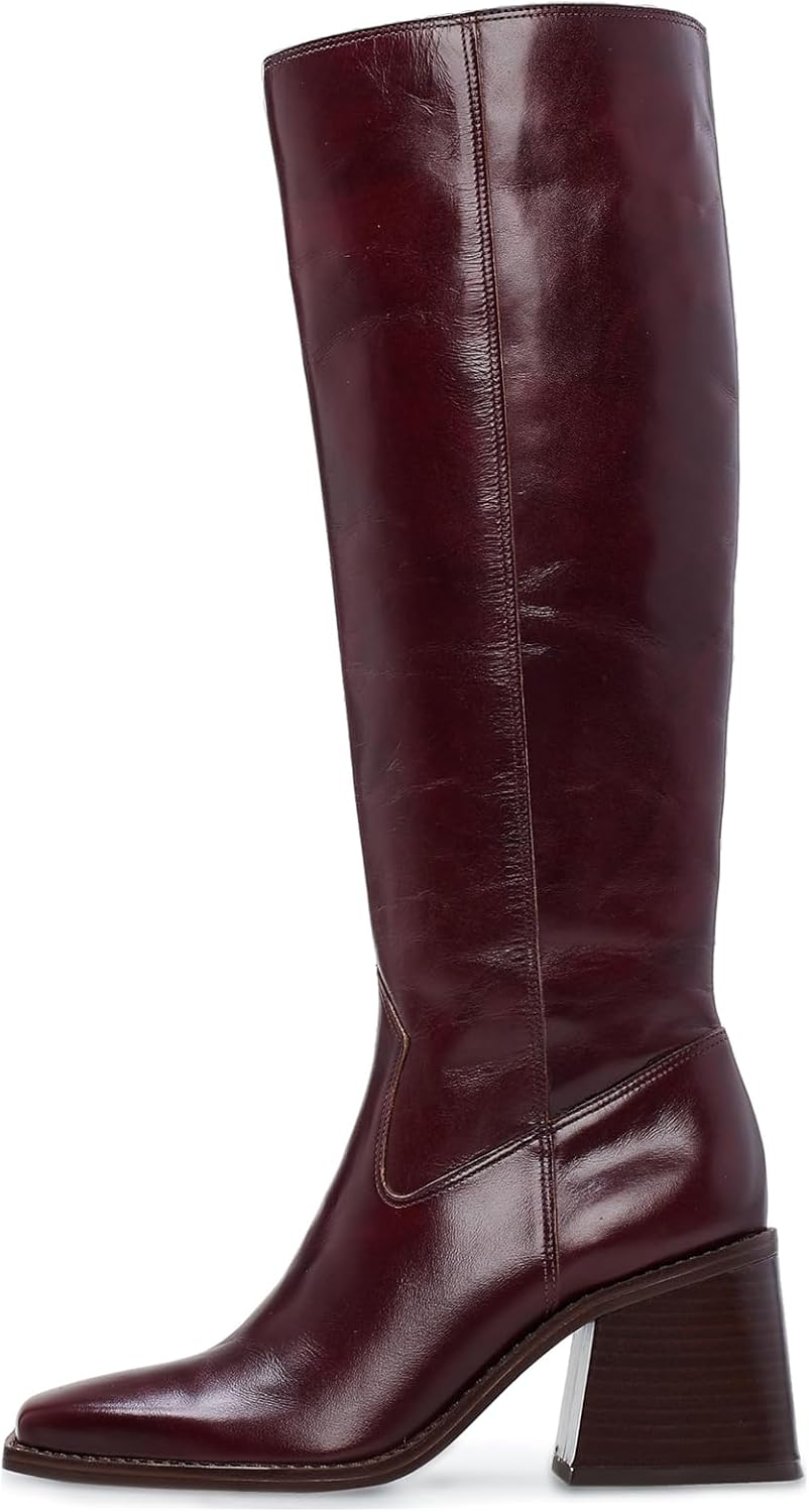 VOMIRA Knee High Boots for Women with Wide Calf and Chunky Heel