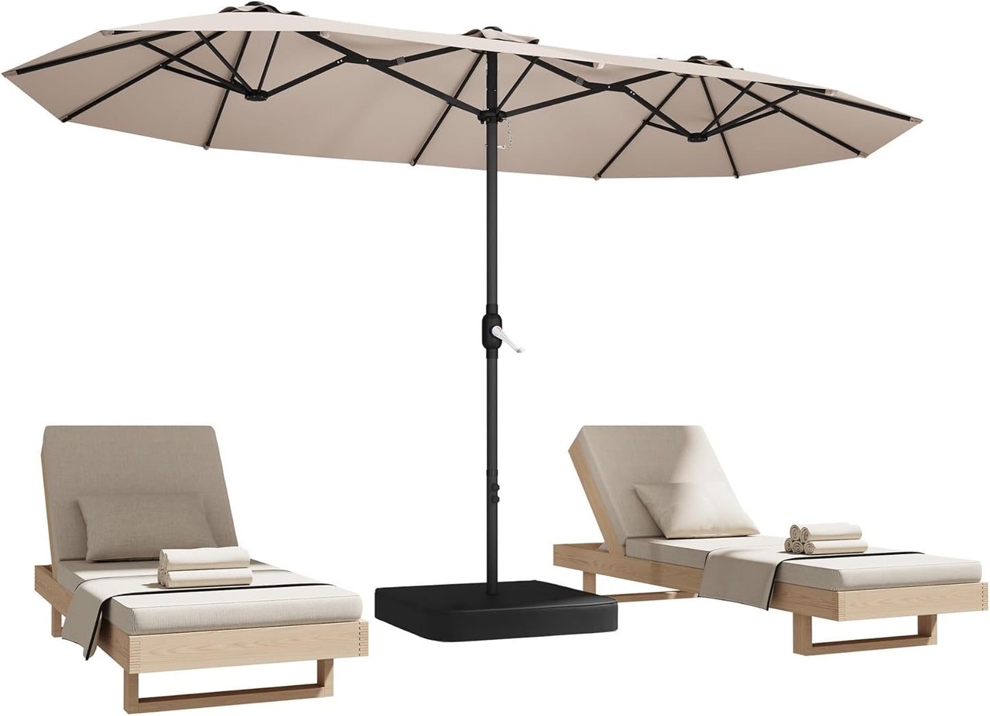 15ft Double-Sided Patio Umbrella for Poolside and Garden Use
