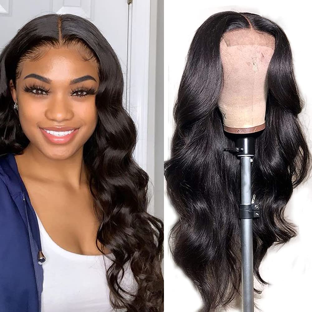 Lace Closure Wigs Human Hair Body Wave for Black Women 24in