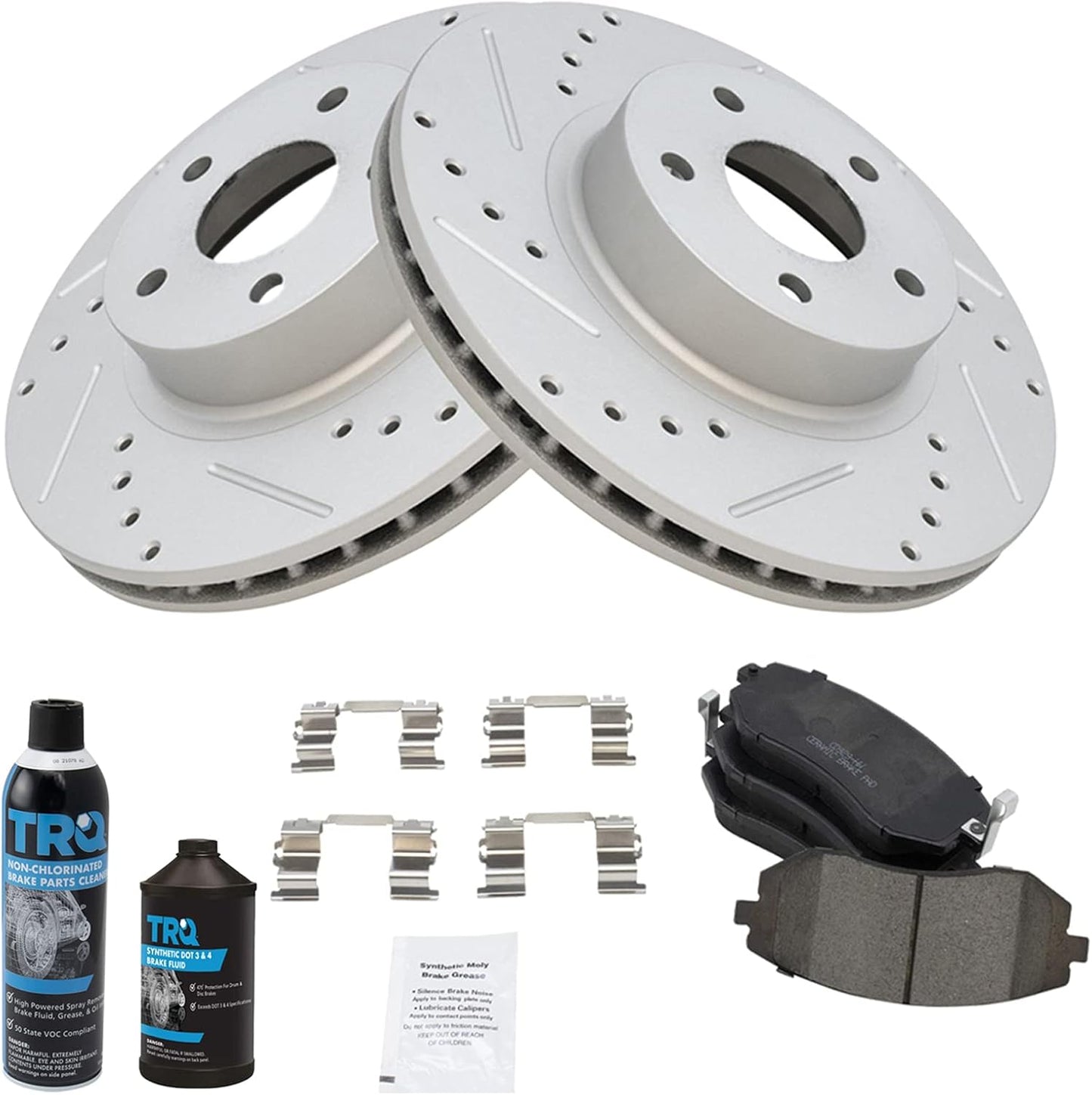 TRQ Front Performance Brake Pad & Rotor Kit for Subaru Vehicles