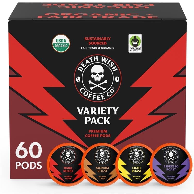 Death Wish Coffee Single Serve Pods Mixed Roast Variety Pack 60 Count