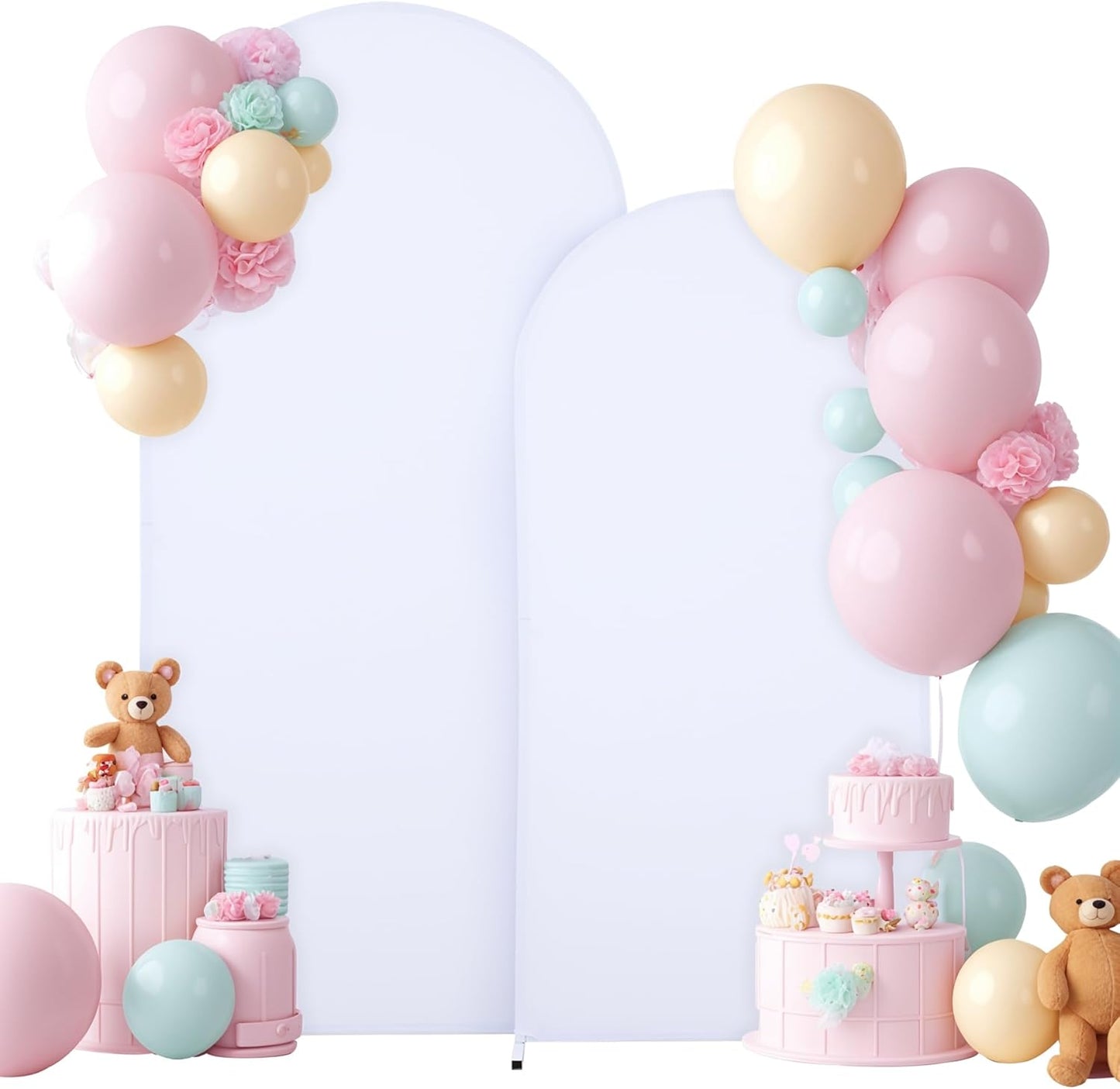 2 Set White Arch Backdrop Covers for Wedding and Party Decor