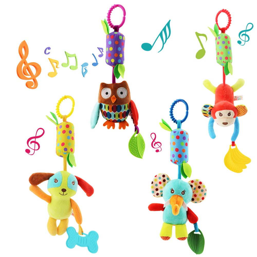 Joyshare Baby Hanging Rattle Toy Set - 4PCS Soft Teether & Wind Chime