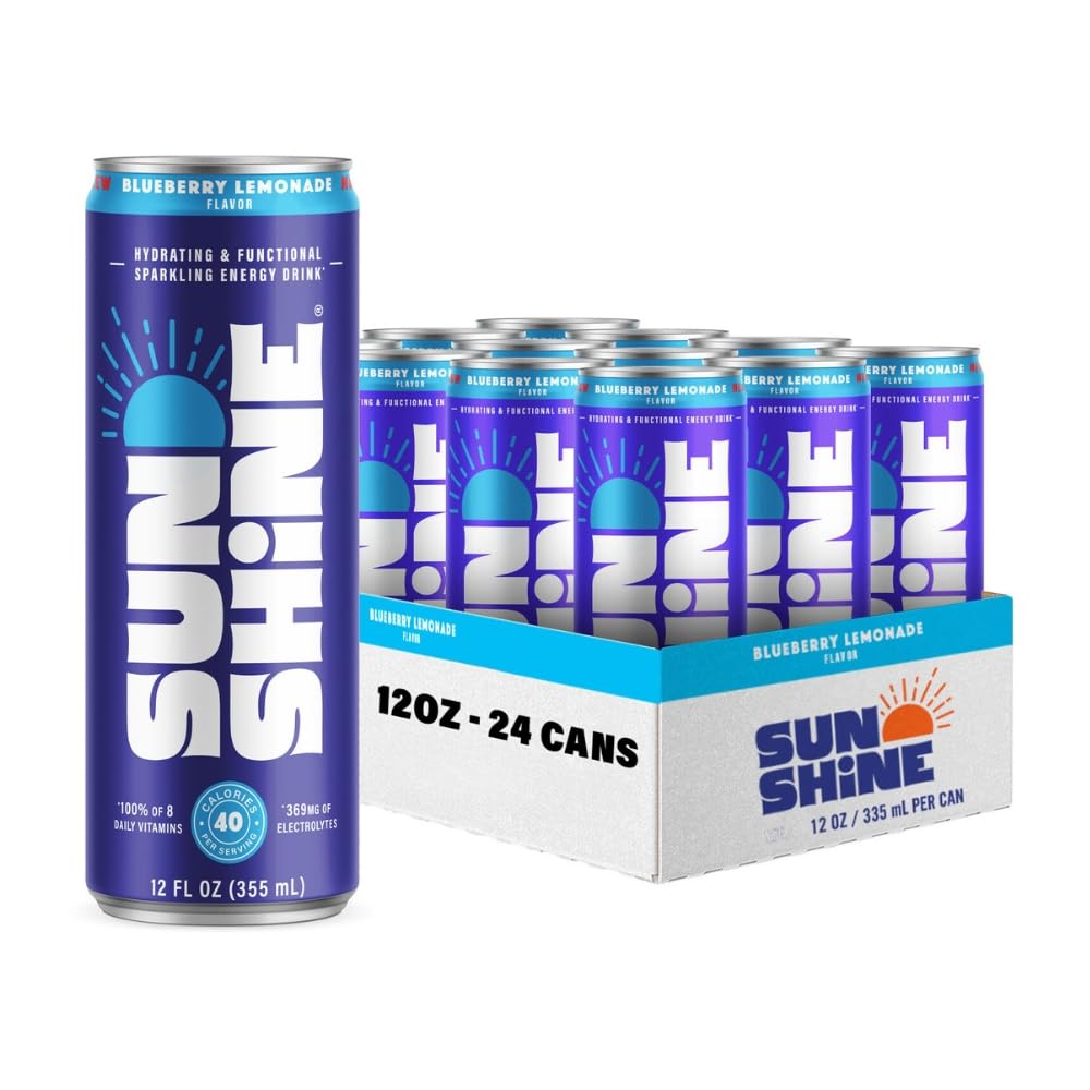 Sunshine Sparkling Energy Drink: Blueberry Lemonade Flavor