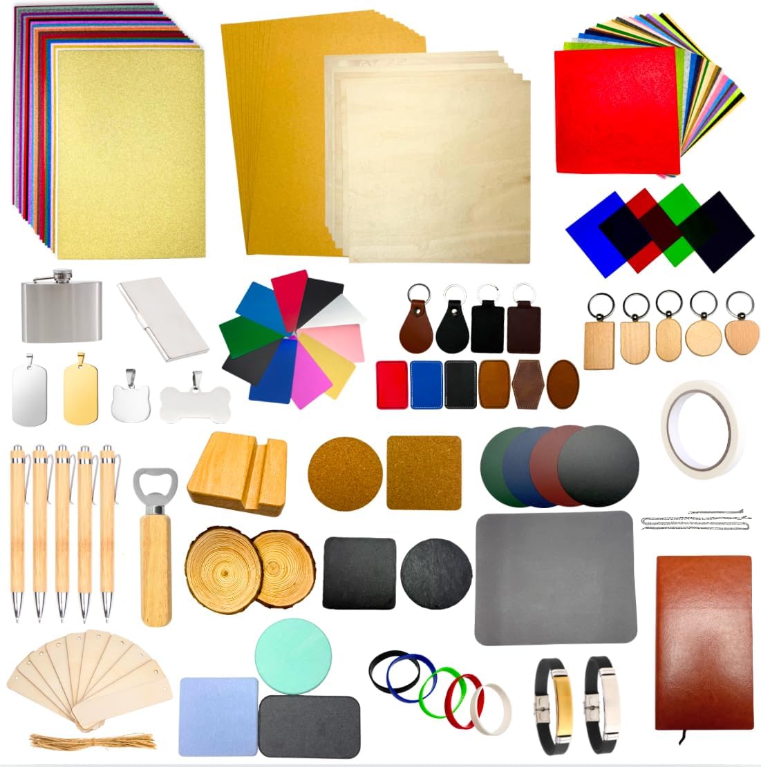 135 PCS Laser Engraving Material Kit for Creative Projects
