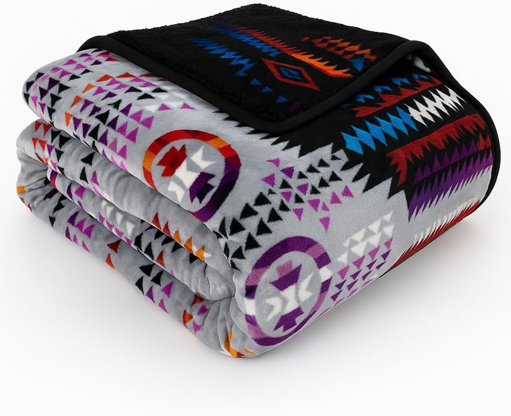 Vibrant Aztec Fleece Blanket for Cozy Southwestern Decor