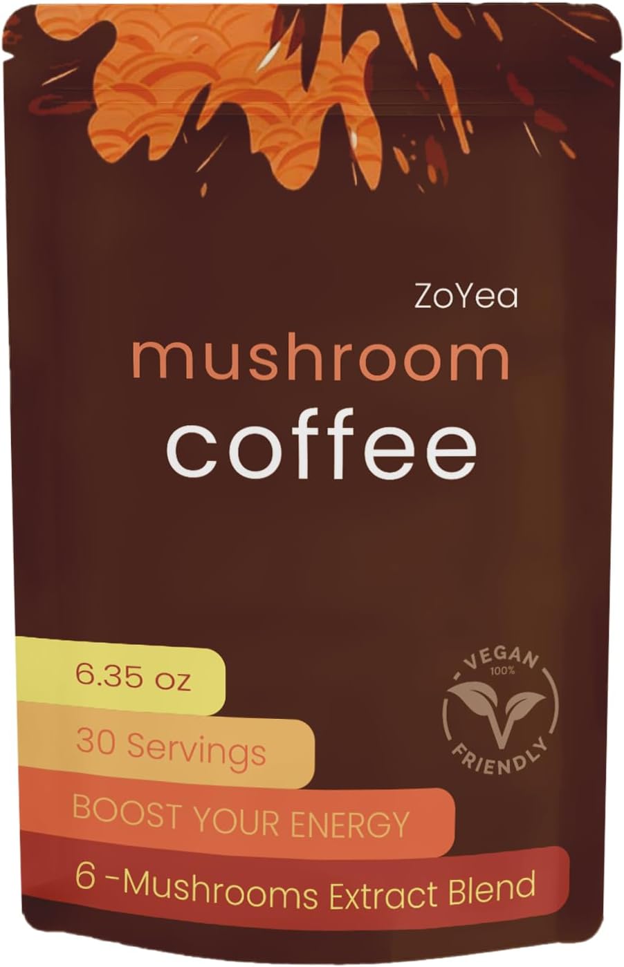 ZoYea Mushroom Coffee Blend - 6 Adaptogens, 30 Servings
