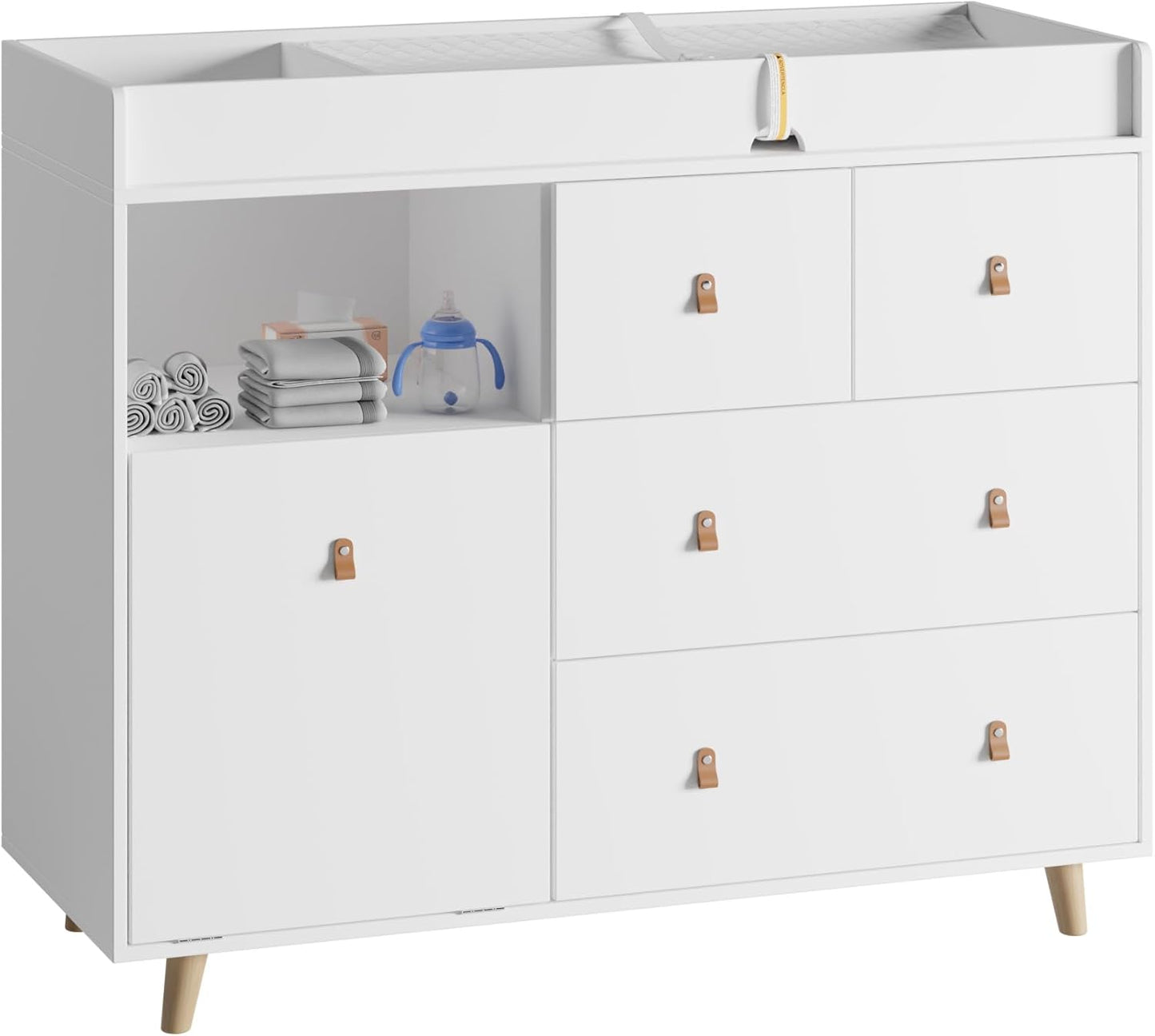 Baby Changing Table Nursery Dresser with Spacious Storage