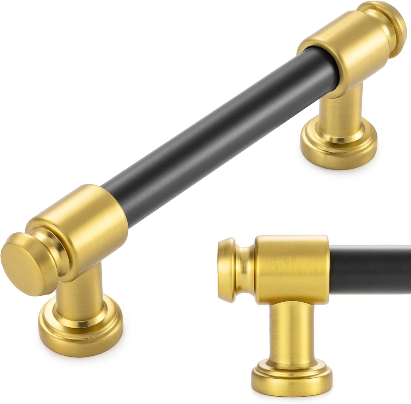 KOOFIZO 10 Pack Black and Gold Cabinet Pulls for Kitchen Use