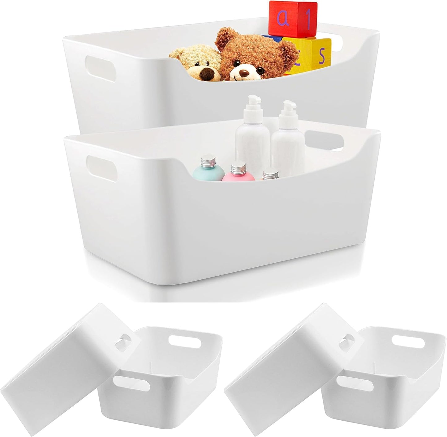 Ytteve 6 Pcs White Plastic Storage Bins for Home Organization