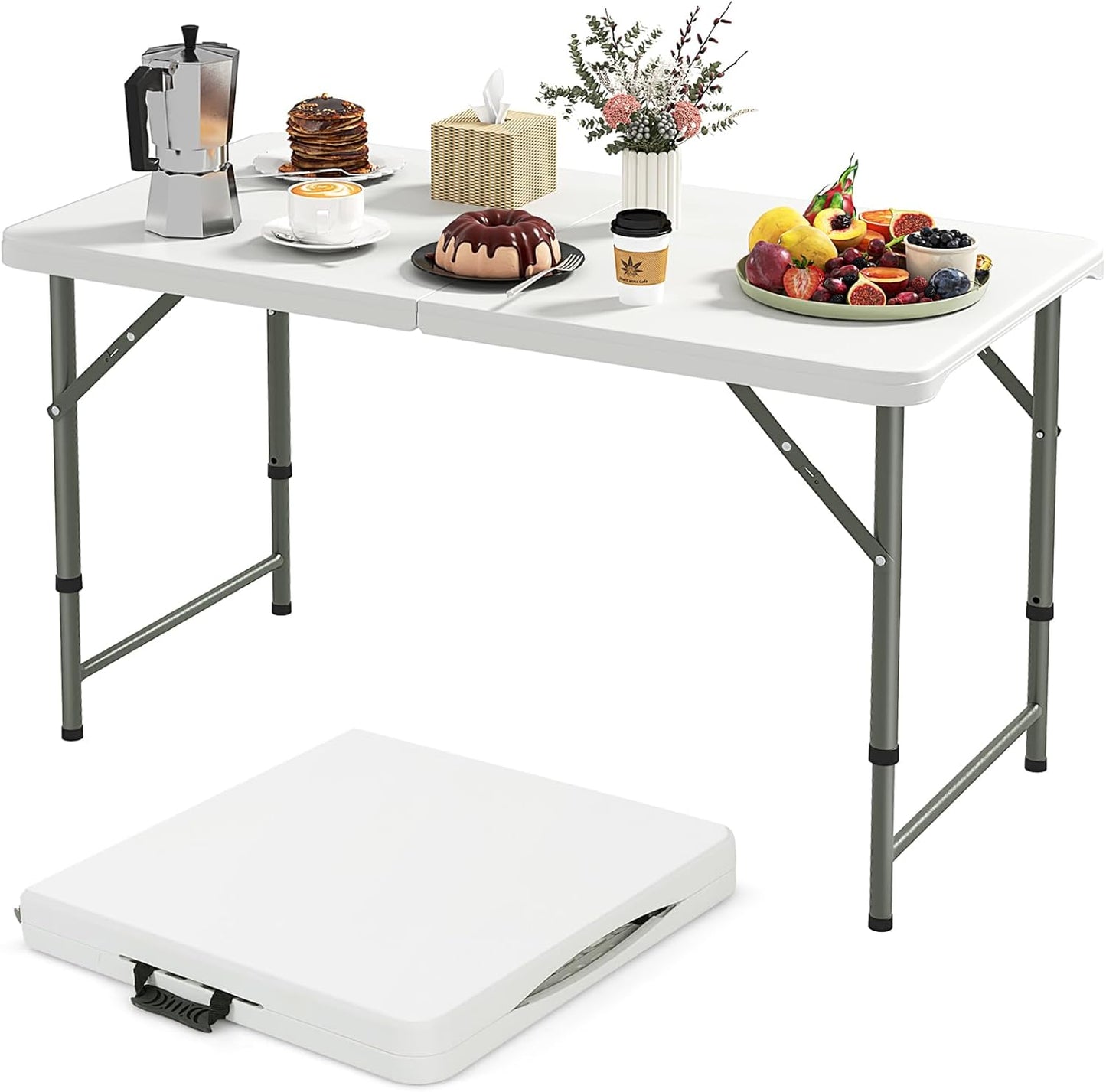 Goplus Portable 4 Foot Folding Table for Indoor and Outdoor Use