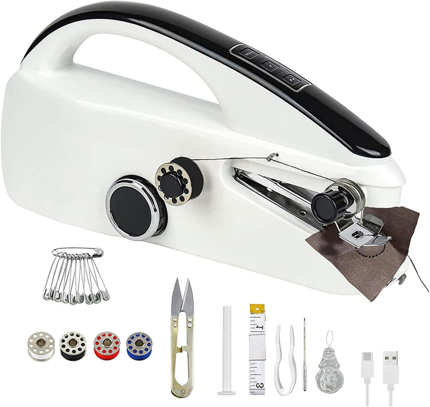 Portable Electric Handheld Sewing Machine - Two Speeds, Cutter, Battery/USB ~ DIY