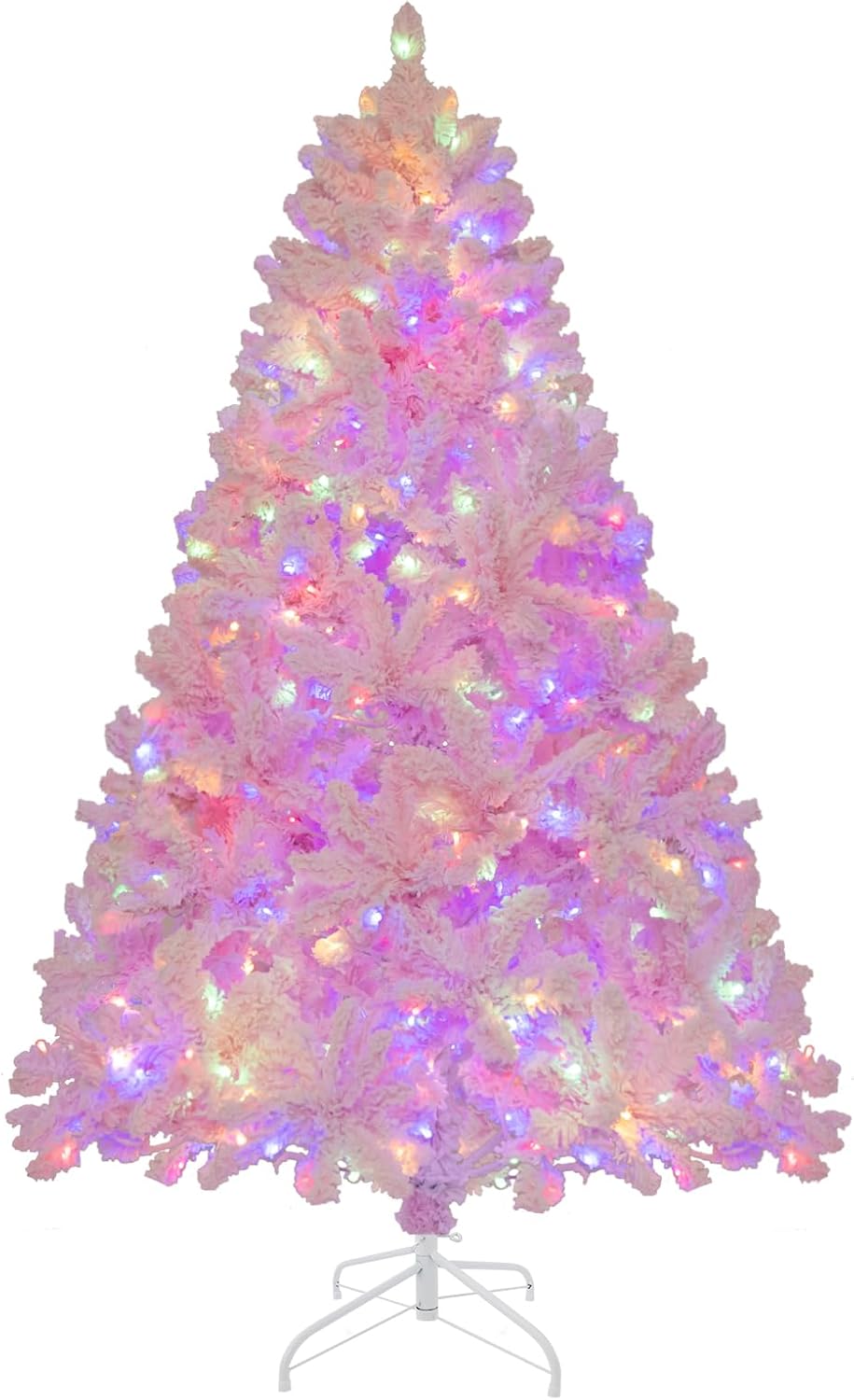 Goplus 6FT Pink Pre-lit Christmas Tree with Multi-Color Lights