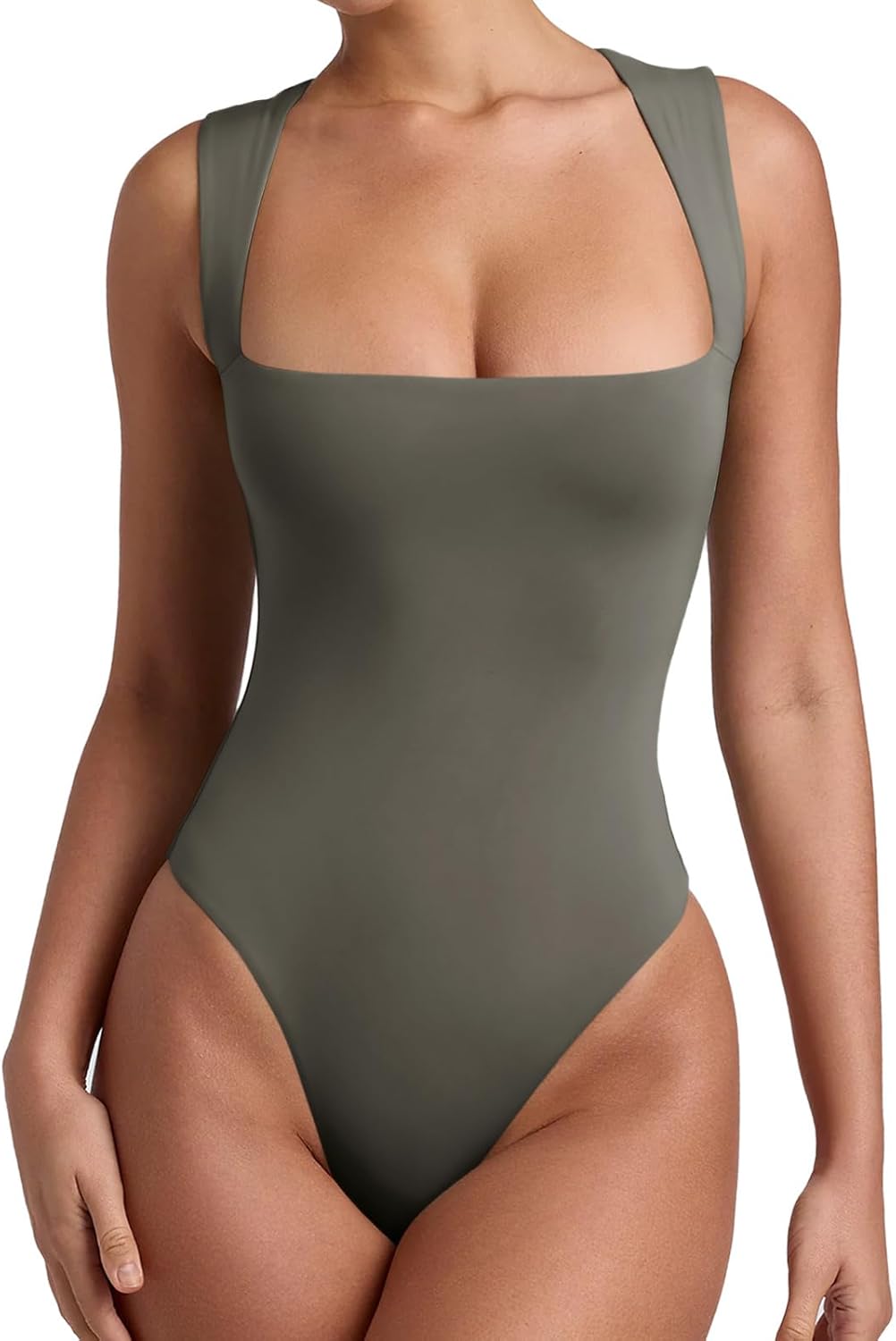 Bodysuit Tank Tops for Women - Sexy Sleeveless Square Neck