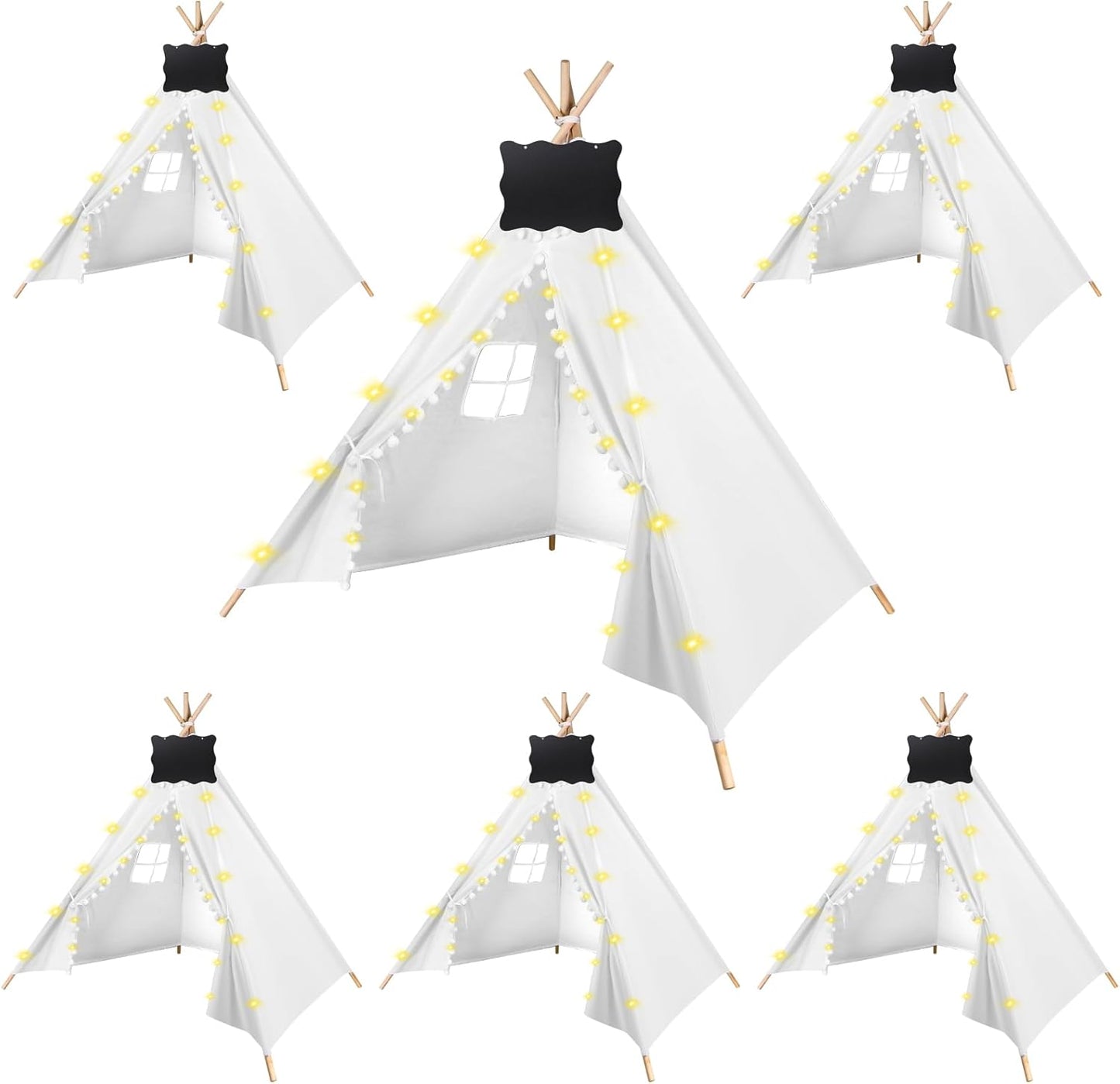 Kids Teepee Tent with String Lights - Boho Birthday Fun!