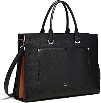 CLUCI Leather Briefcase for Women Laptop 15.6 Inch Slim Bag