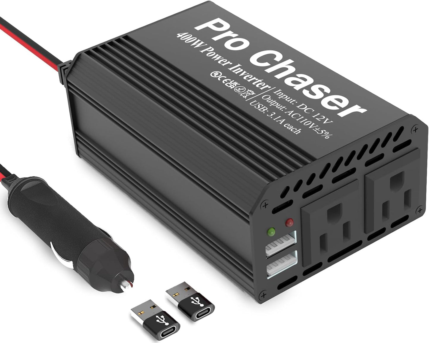 Pro Chaser 400W Car Power Inverter for Road Trips and Travel