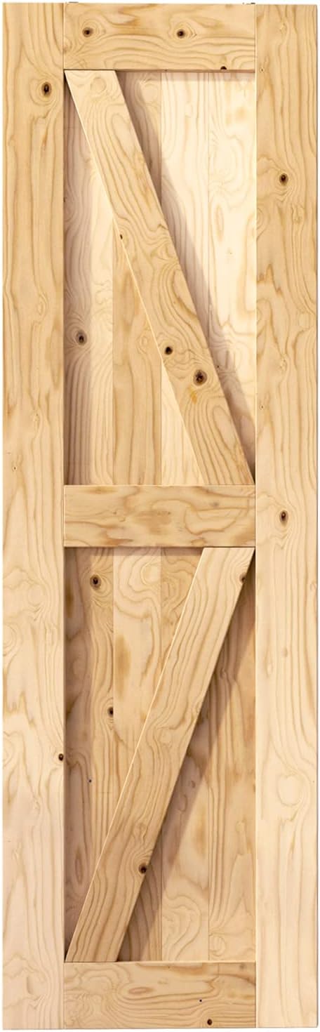 Homacer 5-in-1 Natural Pine Wood Barn Door for Interior Spaces