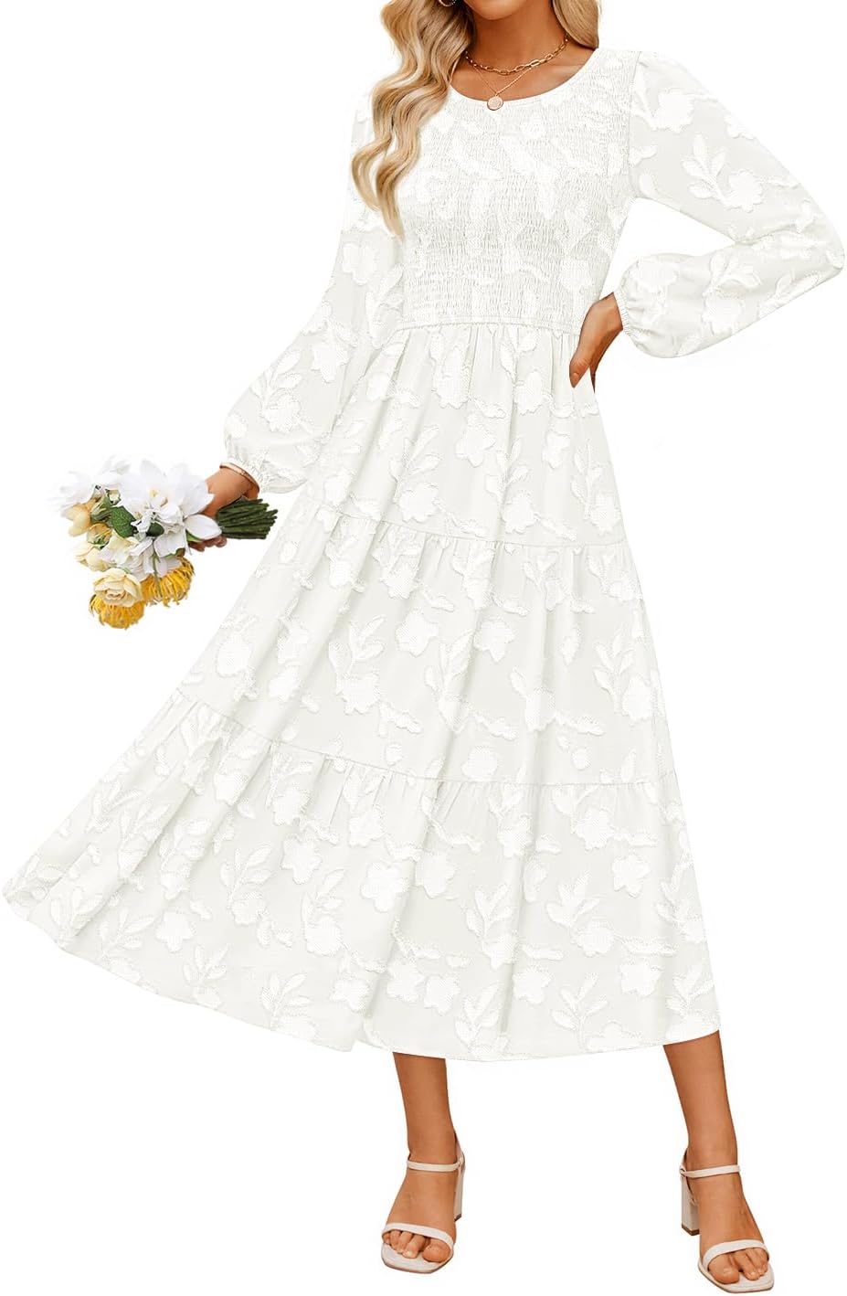 ZESICA Women's Fall Boho Floral Midi Dress for Every Occasion