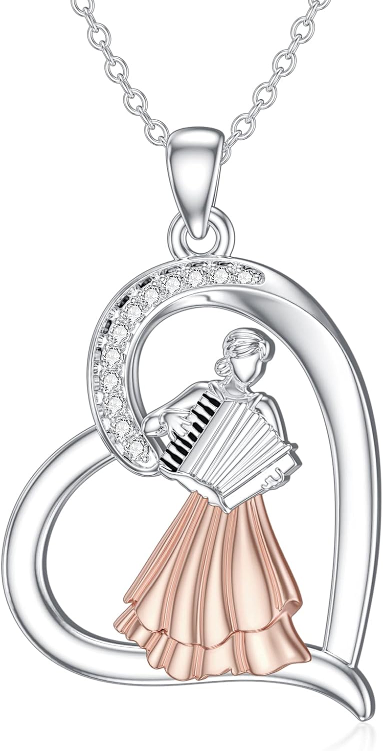 Violinist Necklace Sterling Silver Music Jewelry for Women