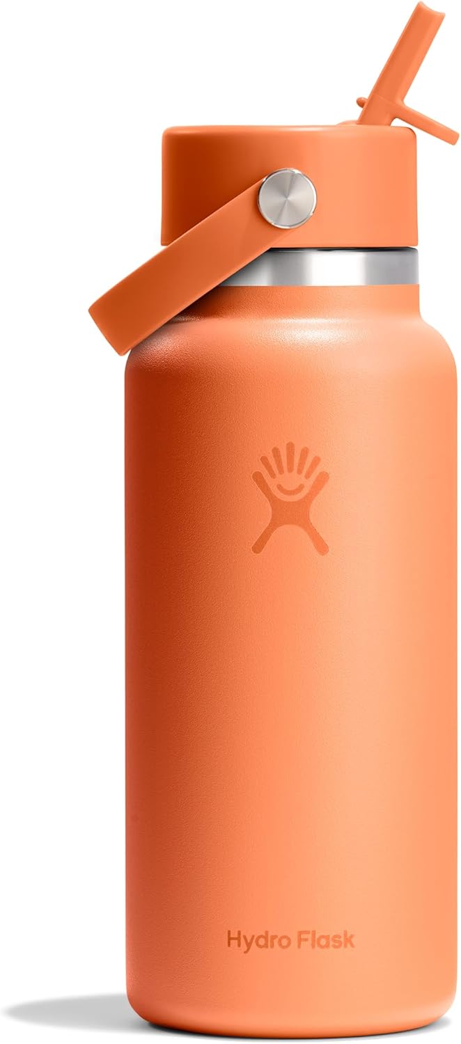 Hydro Flask Wide Mouth Water Bottle with Flex Straw Cap 32 Oz