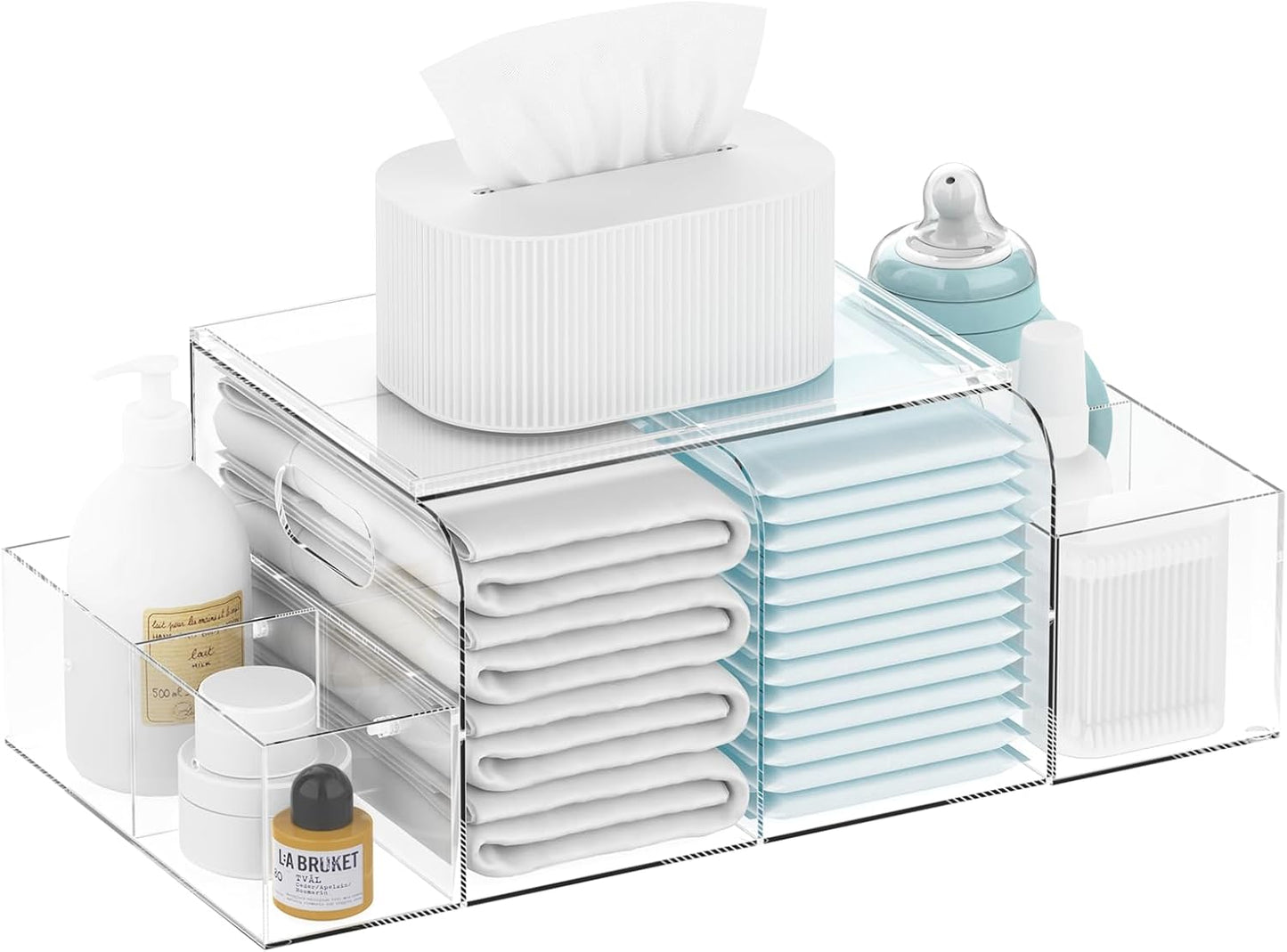 Acrylic Diaper Caddy for Efficient Baby Changing Table Storage