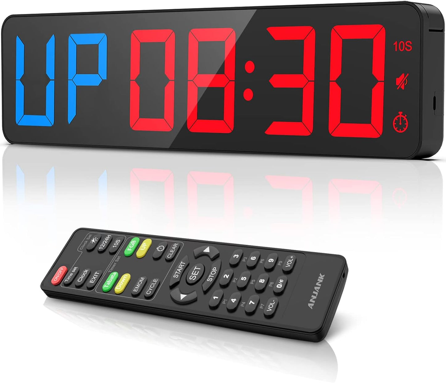 ANJANK Gym Timer 15 | Large LED Display | Interval Workout Countdown | Remote Control