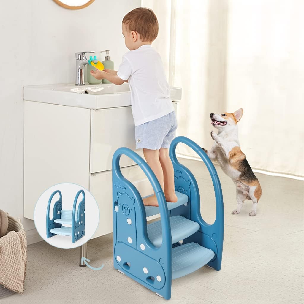 Toddler Step Stool Chair for Kids - 3 Step Standing Tower