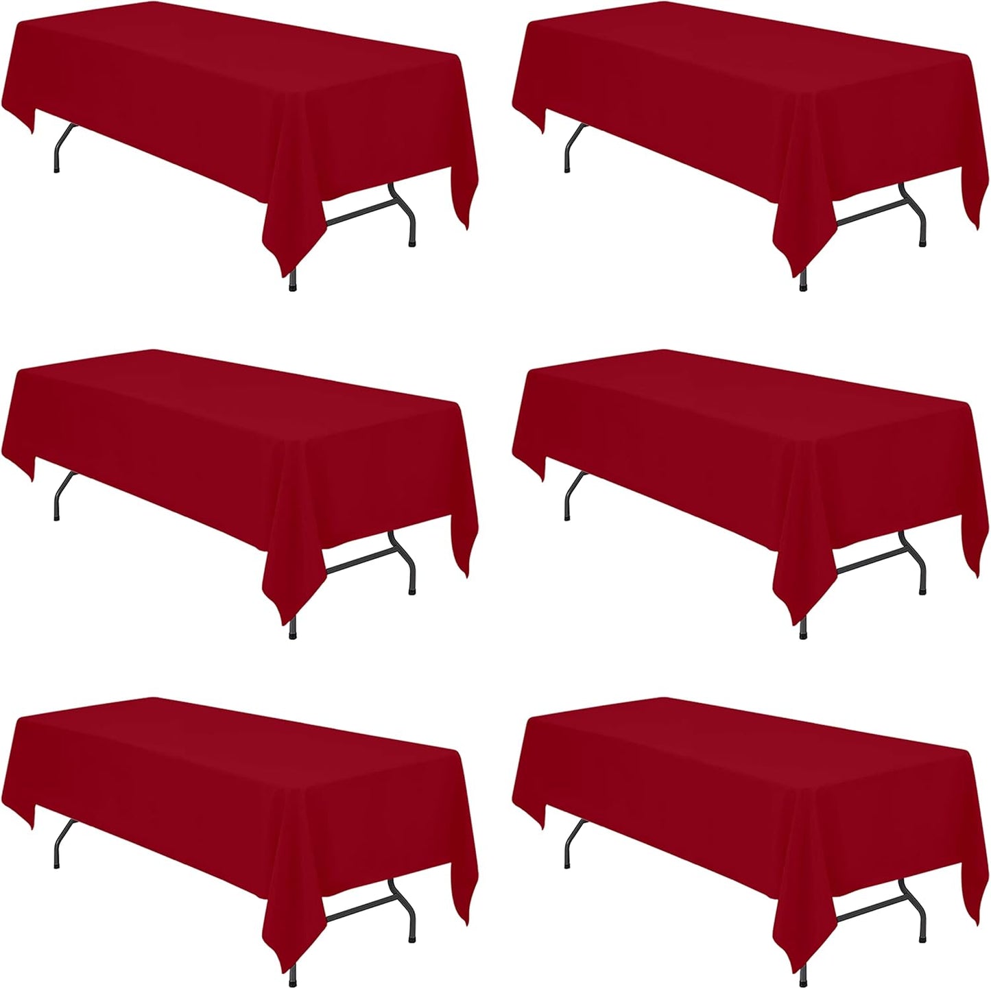 Burgundy Tablecloths for 8 Foot Rectangle Tables - 6 Pack