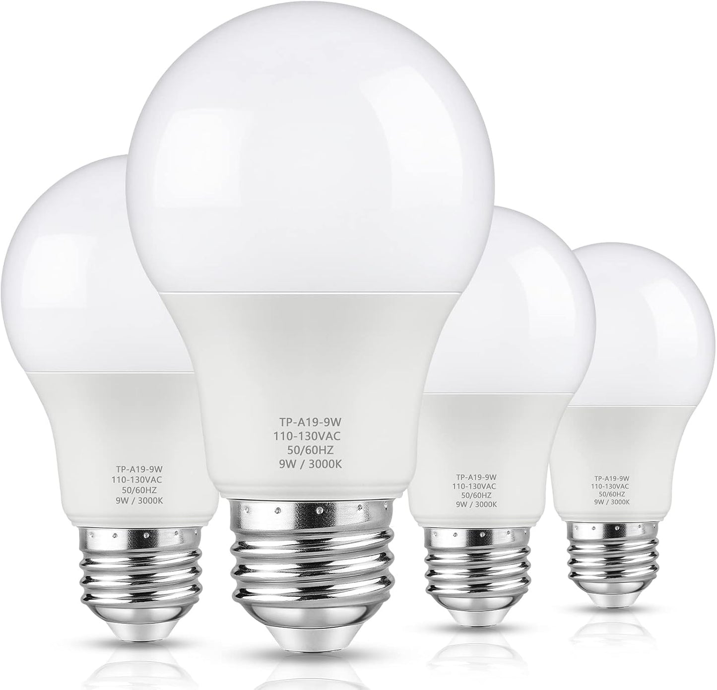 A19 LED Light Bulbs 60 Watt Equivalent Soft White 3000K 4-Pack
