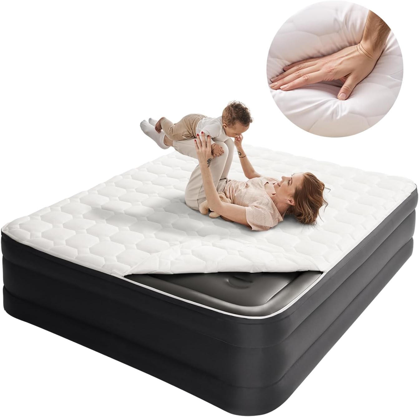 CHILLSUN Queen Air Mattress with Built-in Pump for Comfort