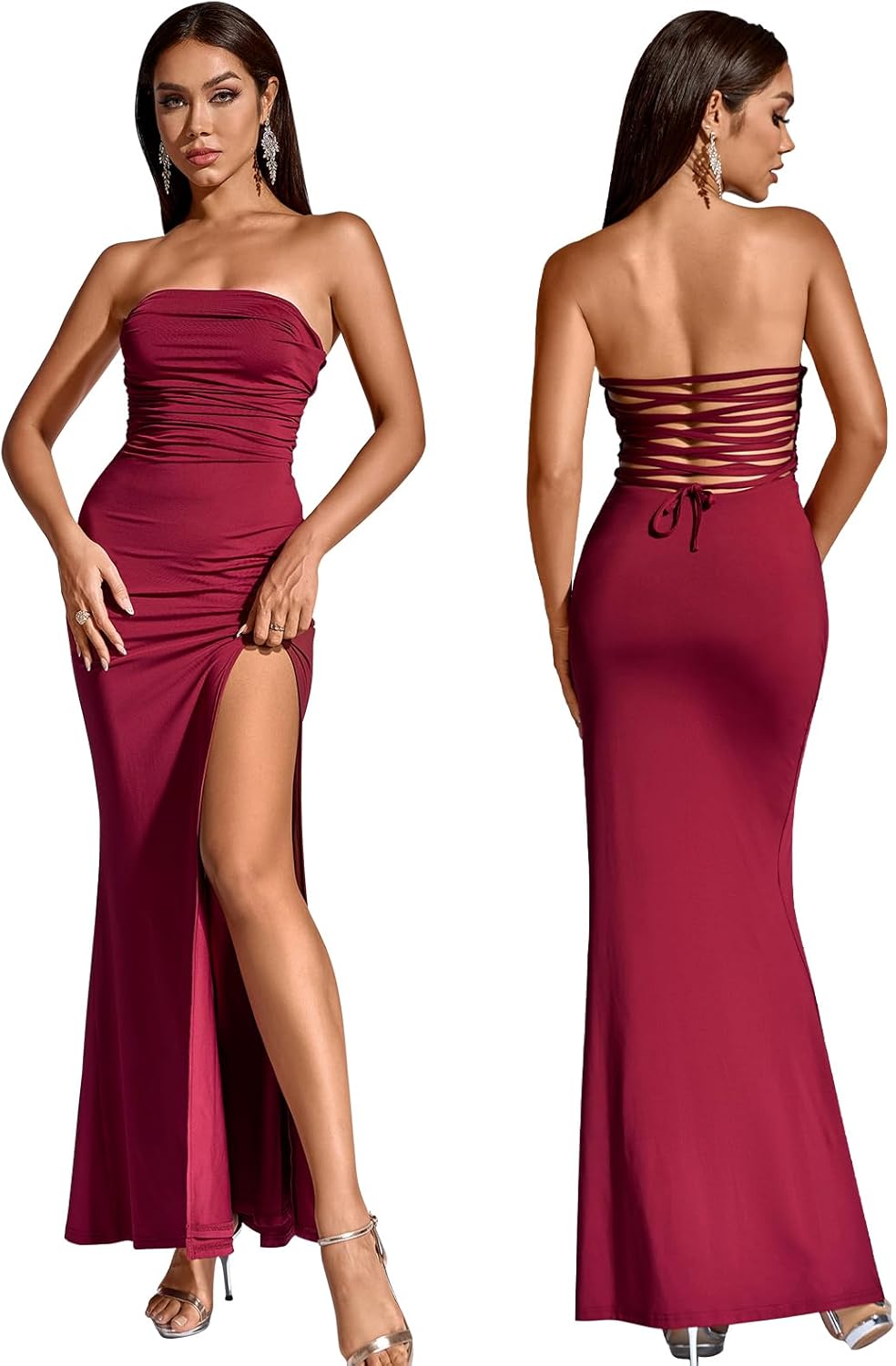 Sexy Strapless Bodycon Maxi Dress for Wedding Guests and Parties
