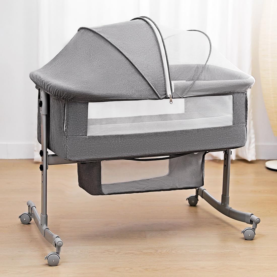 3 in 1 Bedside Crib for Baby with Adjustable Features and Safety