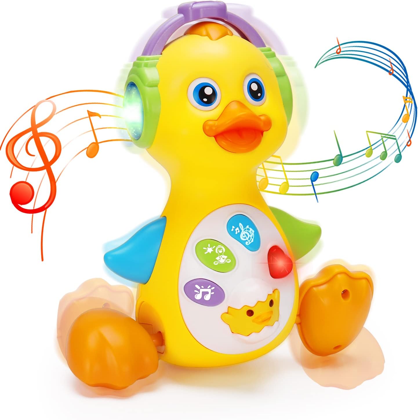 Musical Duck Toy: Light-Up Crawling Fun!