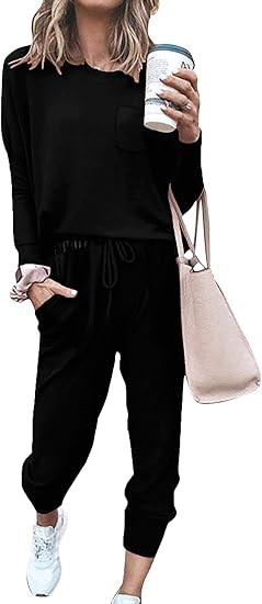 Bofell Lounge Sets for Women Two Piece Outfits with Pockets