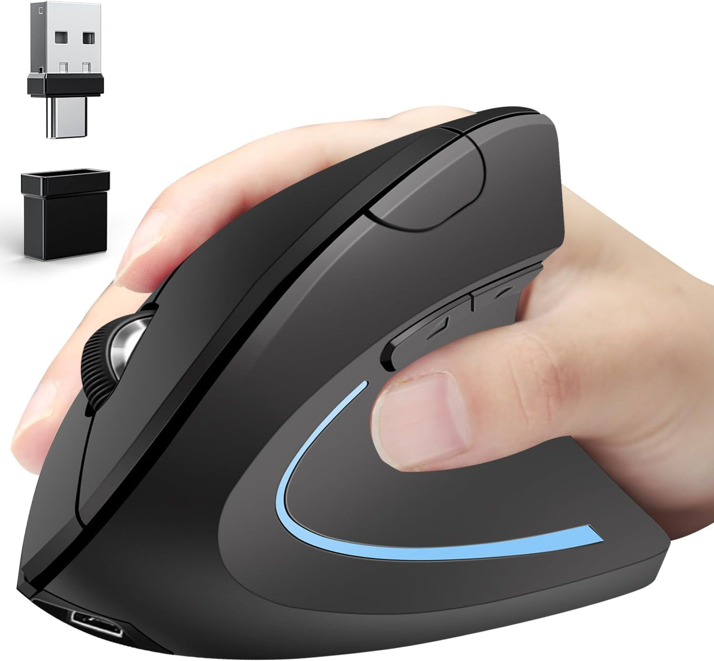 Wireless Ergonomic Vertical Mouse | 3-mode BT | Rechargeable | 1600 DPI