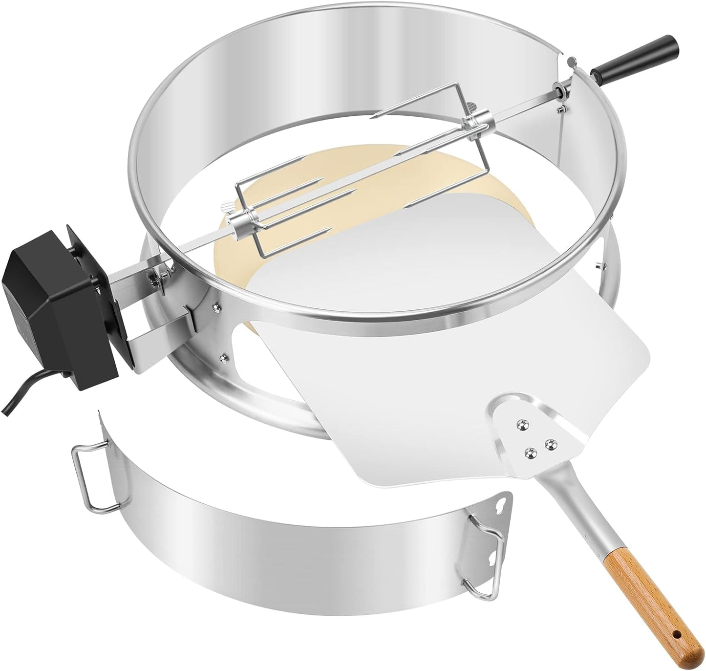 Stainless Steel Multi-Purpose Rotisserie and Pizza Combo Kit