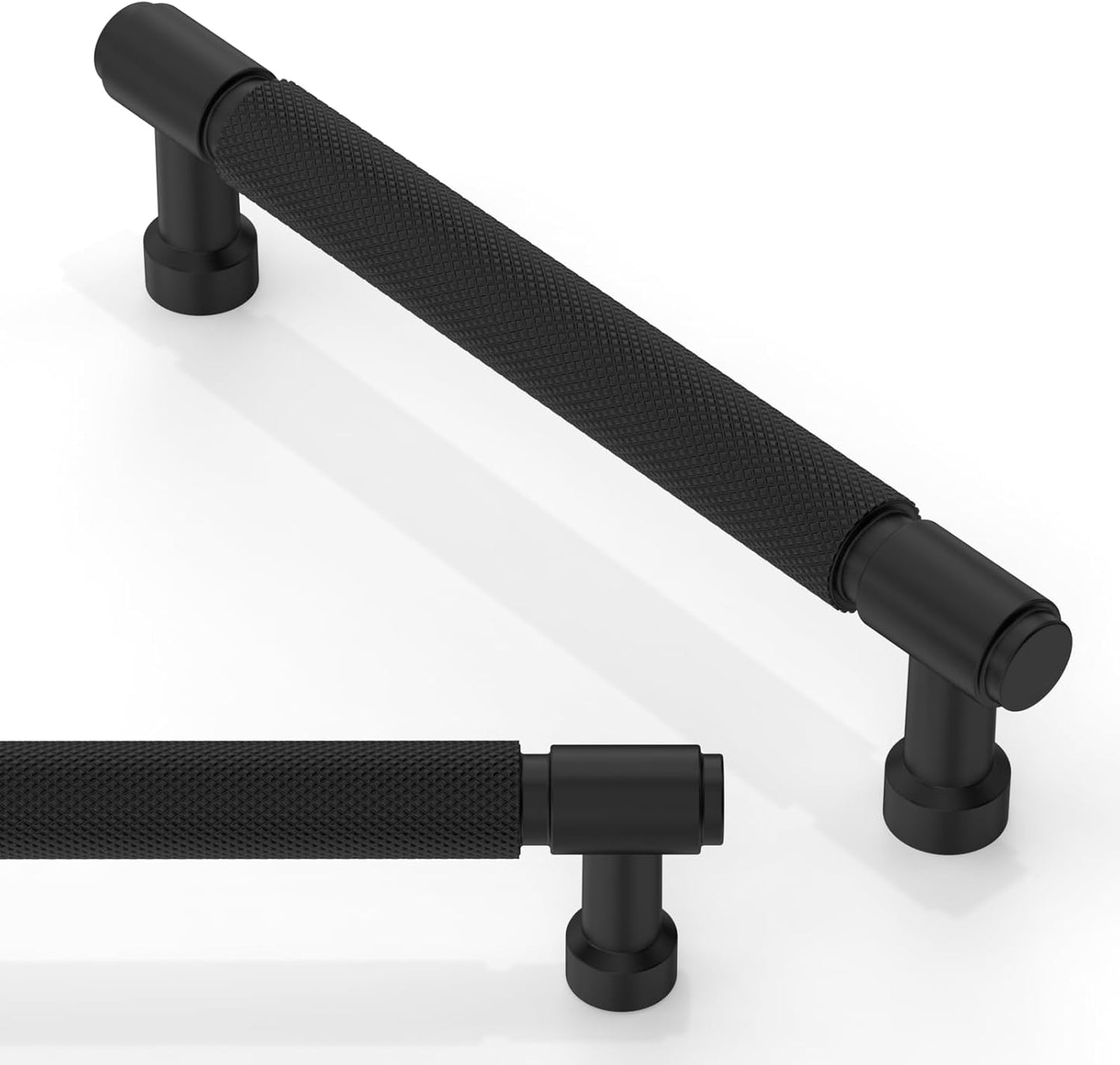 10 Pack Matte Black Knurled Cabinet Pulls for Modern Kitchens
