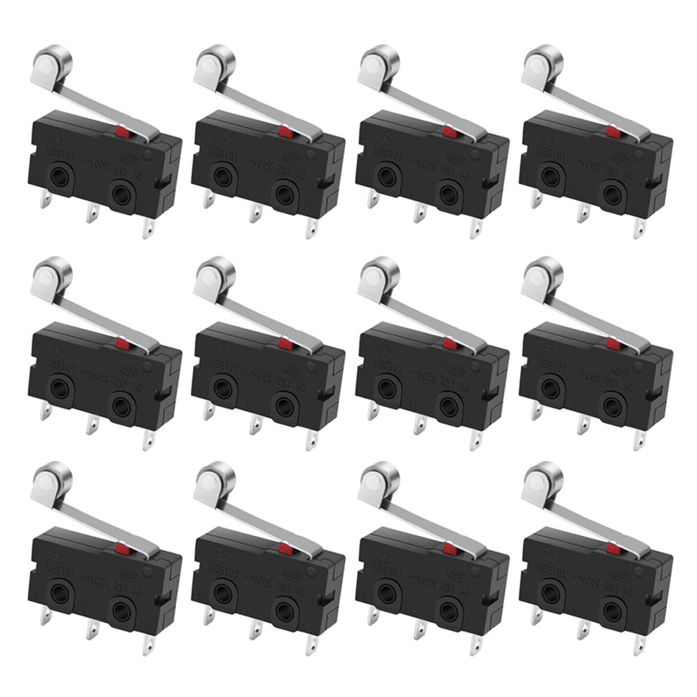 12-Pack Micro Limit Switches w/ Lever - SPDT 1NO 1NC, AC 5A 125V 250V - MUZHI MXRS