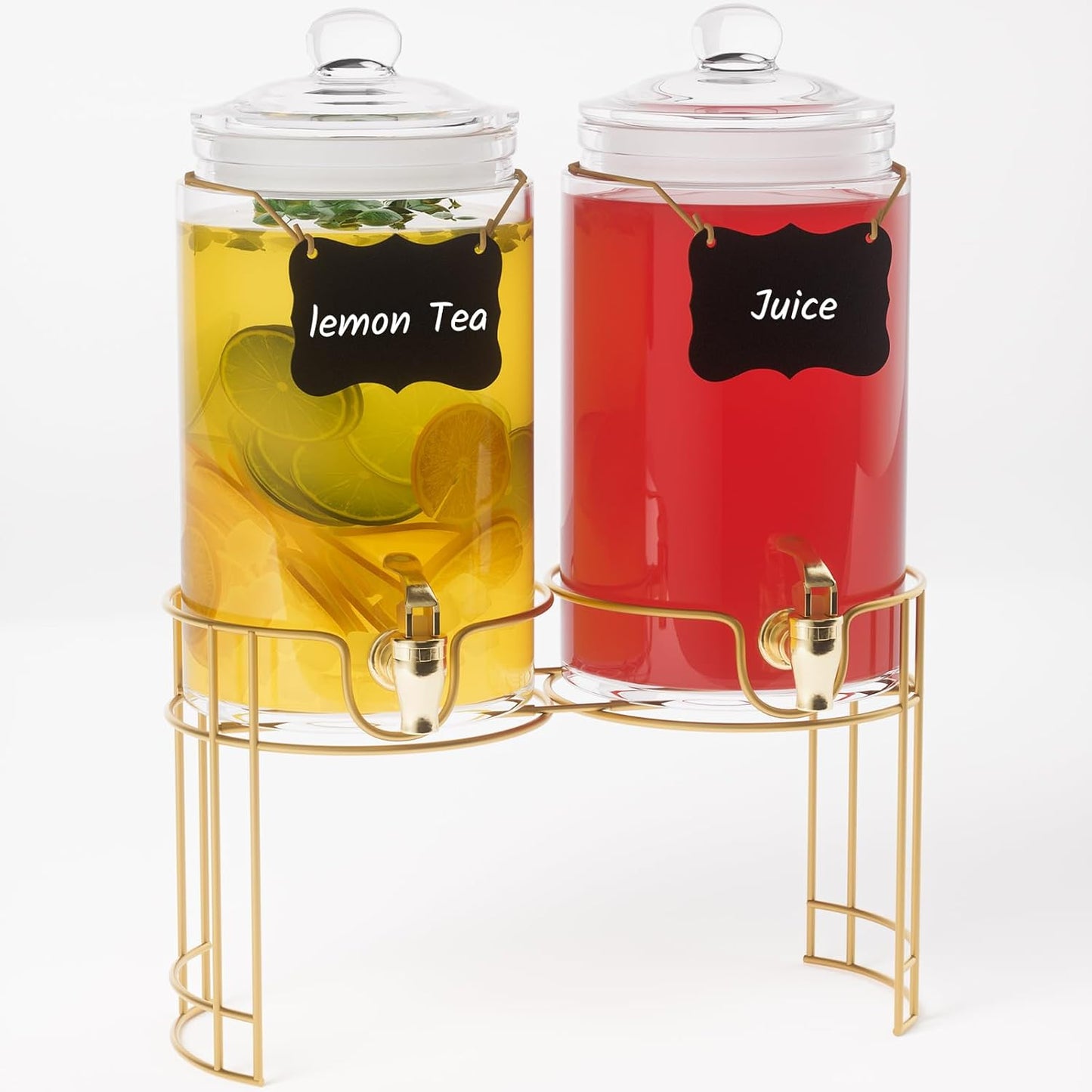 Glass Drink Dispensers For Parties - 2 Pack 1 Gallon Set