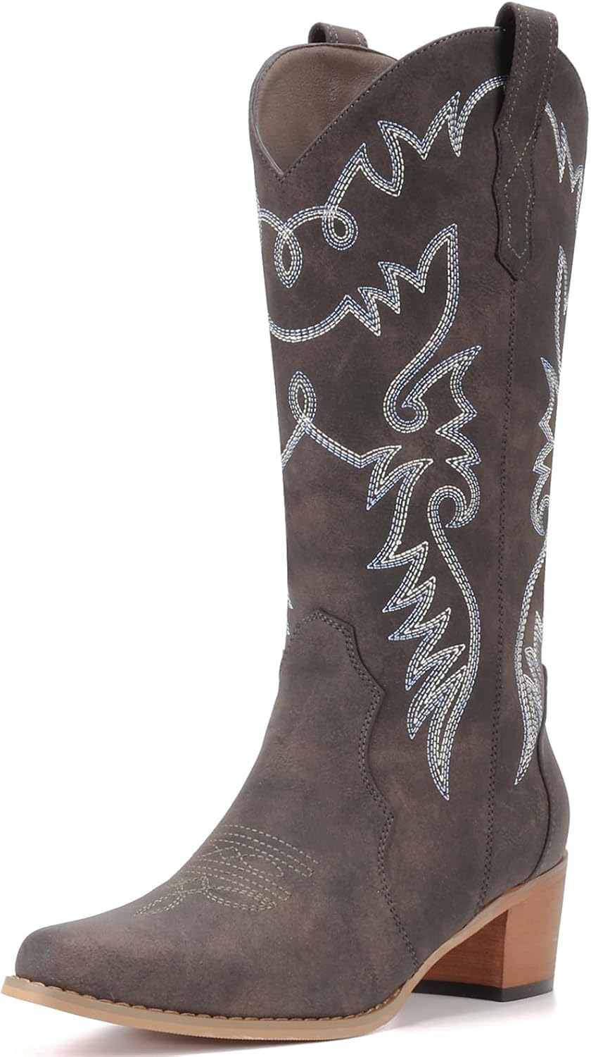 Stylish Pointy Toe Mid Calf Cowboy Boots for Women by IXU