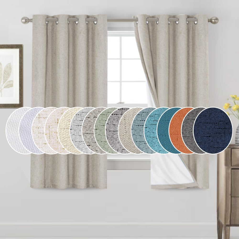 PrinceDeco Blackout Curtains for Bedroom Living Room 63 Inch