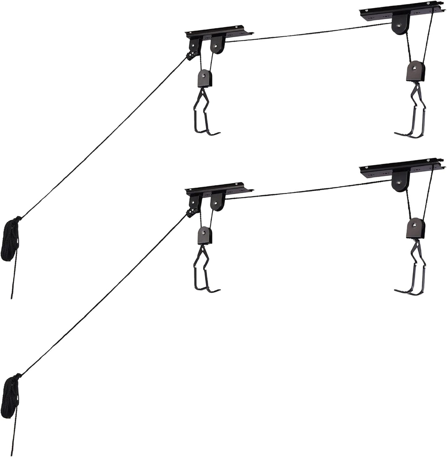 Bike Hanger Overhead Hoist Pulley System for Secure Storage