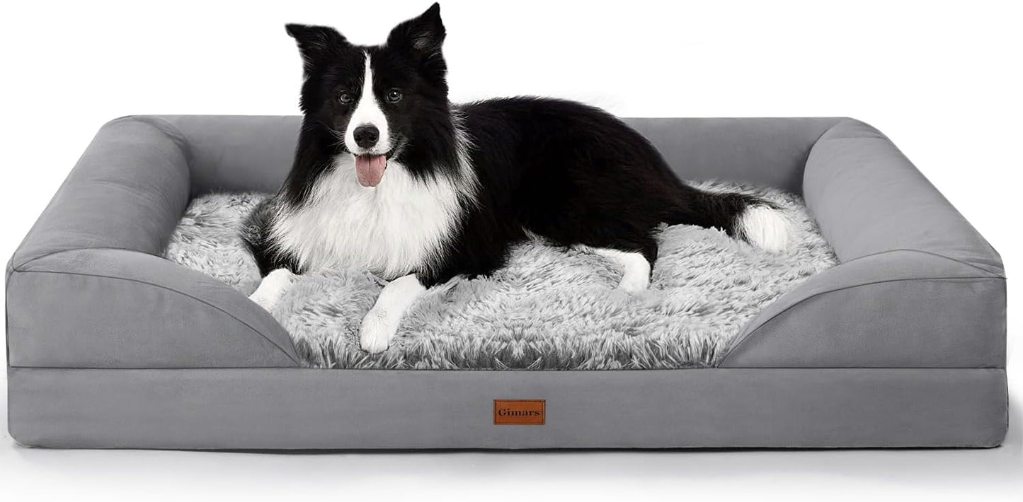 Gimars Orthopedic Dog Bed for Large Dogs with Bolster Support