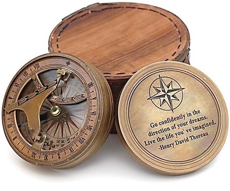 Vintage Magnetic Compass with Thoreau Quote